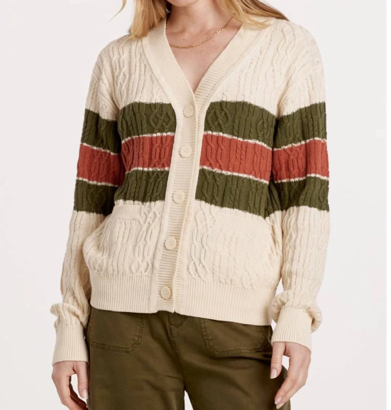 Lulu Cardigan In Rustic Vineyard Stripe Beaded Cardigan Sequined Faux Fur