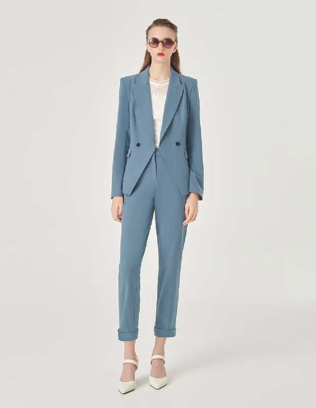MARYLING Peaked Collar Double-Breasted Long-Sleeve Blazer Women's Short Blazer