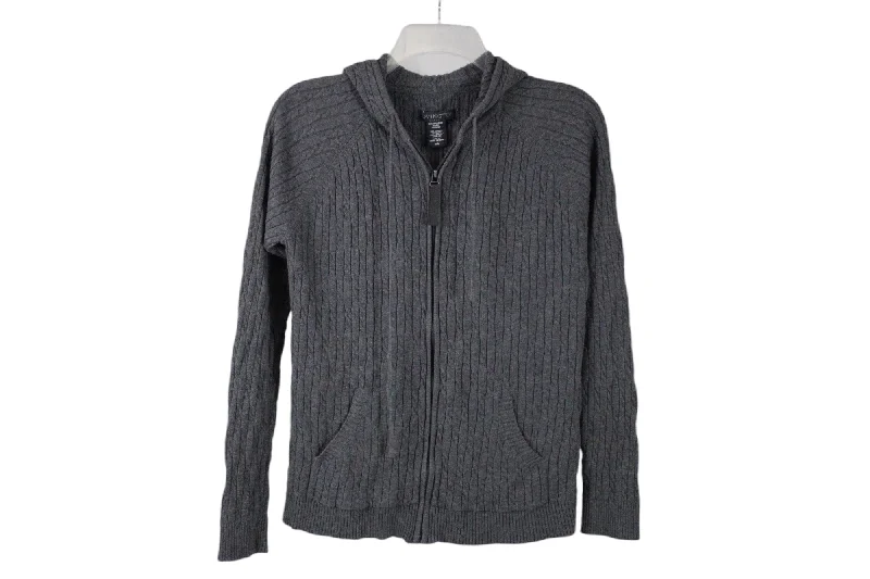 Covington Gray Zip Up Sweater | M Boat Neck Shawl Collar Notched Collar