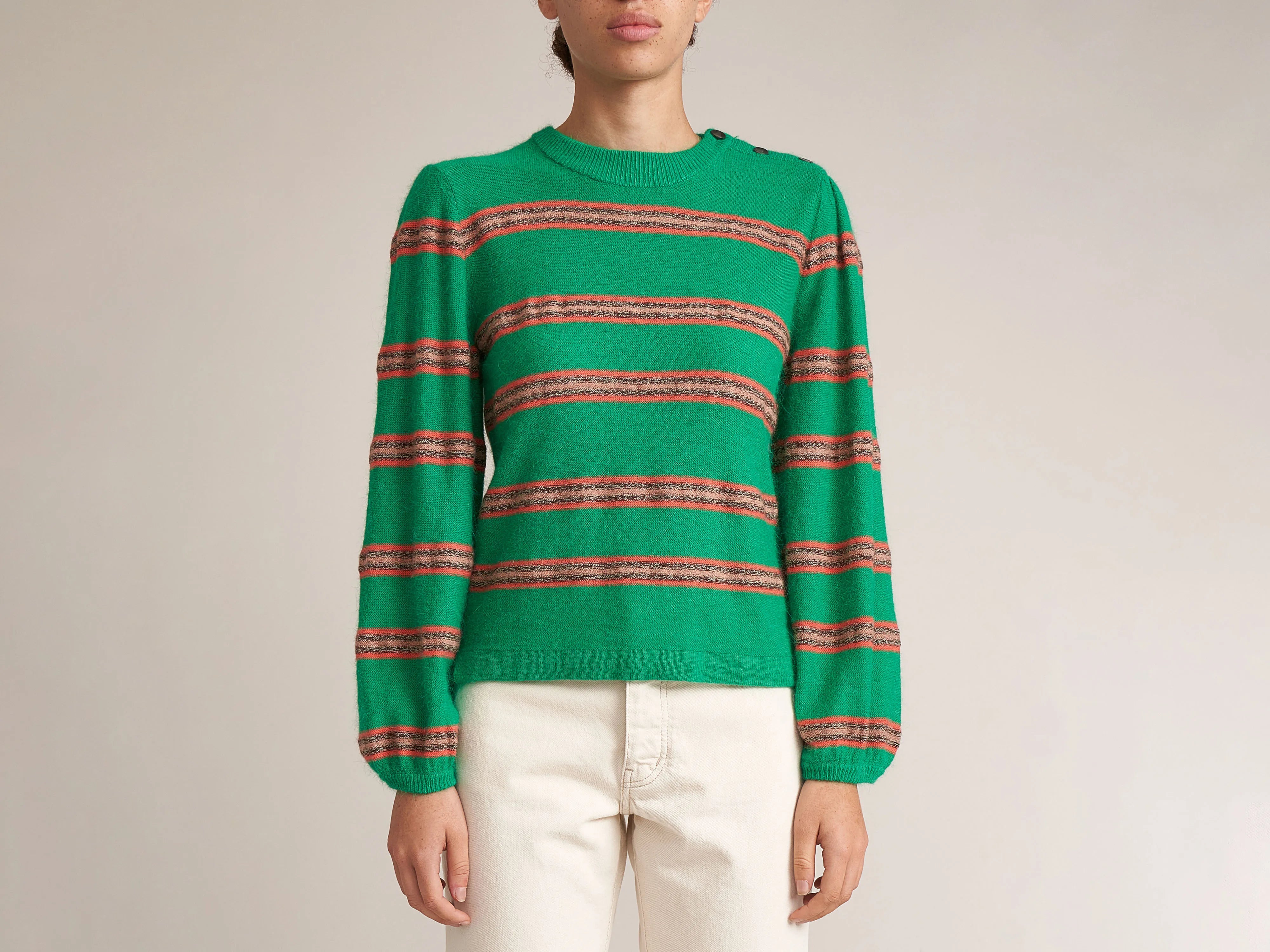 Diout Sweater (232 / W / STRIPE C) Open Front Closed Front Wrap Front