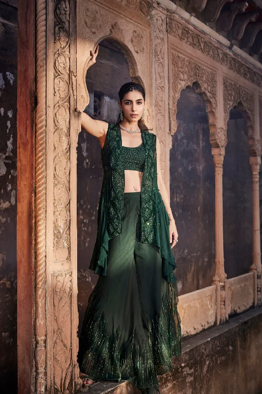 Green Jacket And Pants Set Satin Jacket Silk Jacket Chiffon Jacket