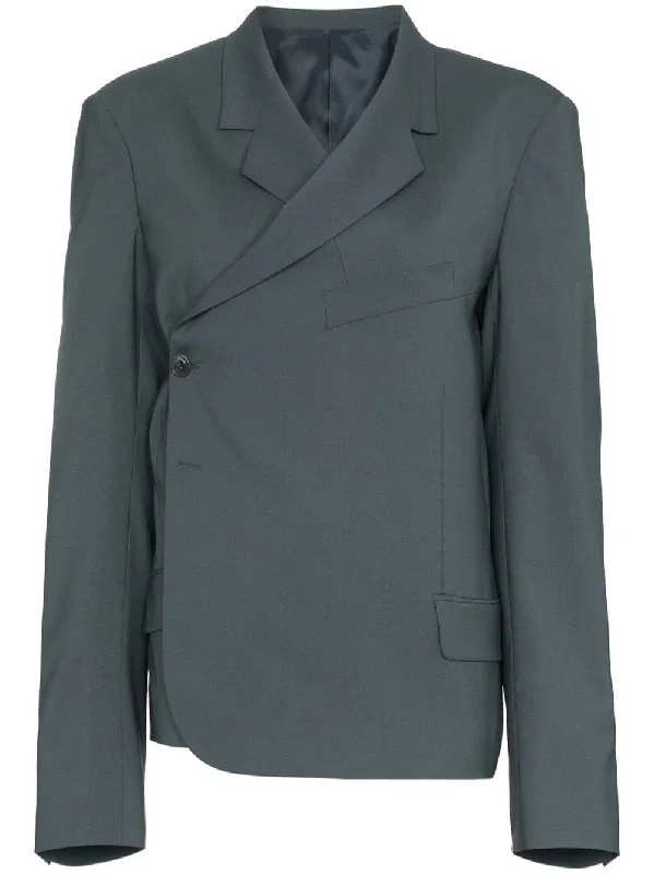 twisted double breasted wool blend blazer Women's Simple Jacket