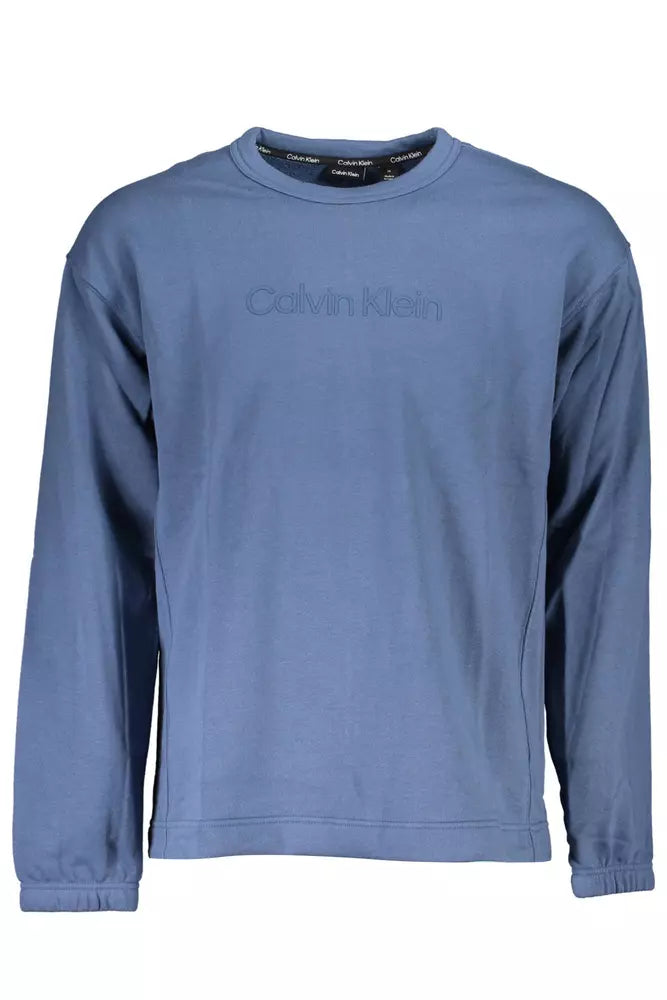 Blue Cotton Men Sweater Terry Terry Cloth Terry Knit