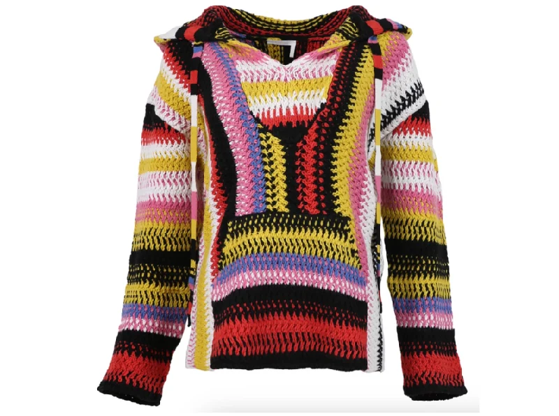 Chloe Macrame Cashmere Hooded Sweater Beaded Sweater Sequined Faux Fur