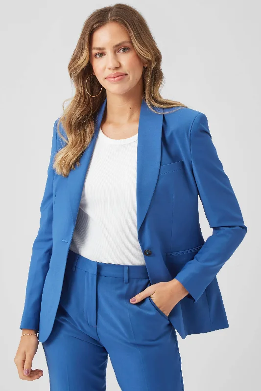 Ellroy Skinny Fit French Blue Wool Jacket Appliqued Jacket Beaded Jacket Sequined Jacket