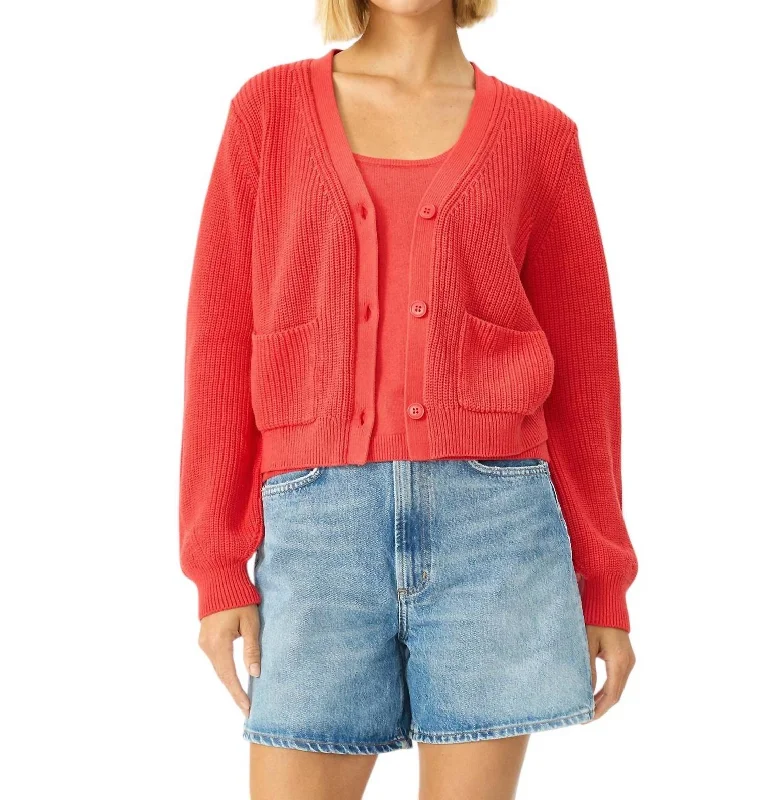 Lucy Cardigan In Flame Boxy Cardigan Fitted Cardigan A-Line
