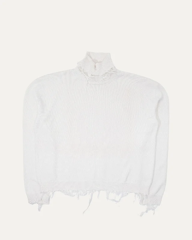 Distressed Turtleneck Sweater Tailored Straight A-Line