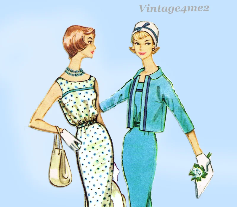 McCall's 4995: 1950s Misses Dress & Jacket Sz 36 B Vintage Sewing Pattern Chenille Jacket Brocade Jacket Lace Jacket