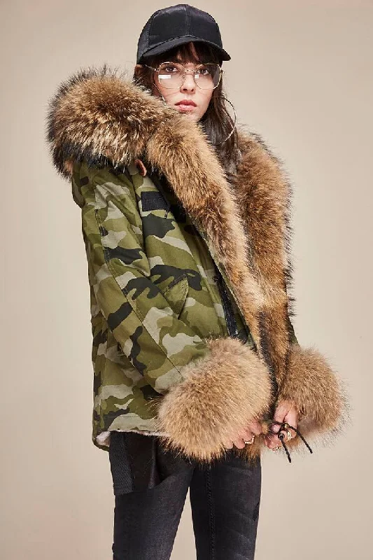 Echtpelz-Parka “Madison” Marin Padded Longline Parka Coat