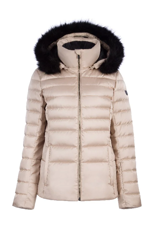 Julia Luxe Parka w/ Faux Fur Fashionable Fitted Parka Jacket