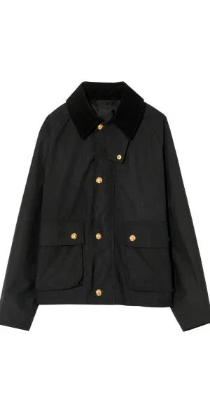 Nili Lotan - Brinley Waxed Short Parka in Black Softshell Hooded Parka Coat