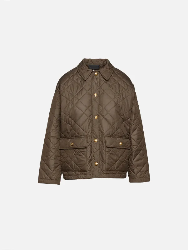 Nili Lotan - Helah Quilted Parka in Army green Adjustable Waist Parka Coat
