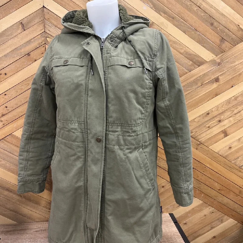 Patagonia - Women's Insulated Prairie Dawn Parka - MSRP $379: Green-women-SM Fur-Lined Mid-Length Parka