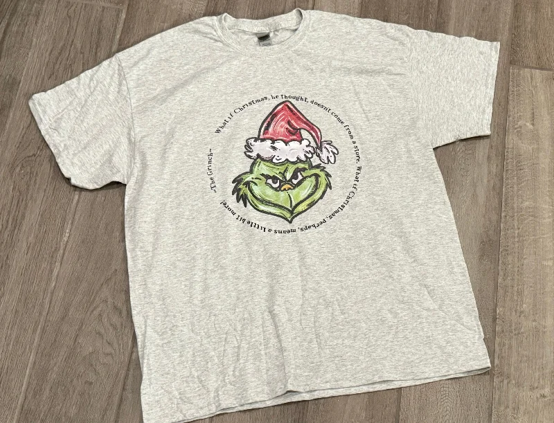 Adult What if Christmas Grinch Graphic Tee Front Pockets Side Pockets Patch Pockets