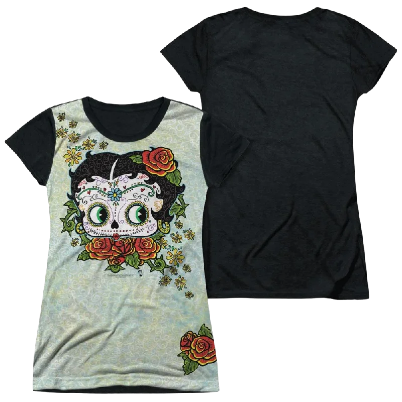 Betty Boop Sugar Boop - Juniors Black Back T-Shirt Chenille Blend Fleece Blend Nylon Blend