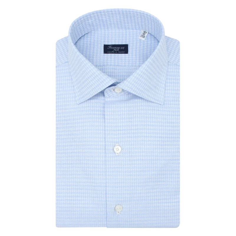 Classic Naples silk and light blue houndstooth cotton shirt. Carlo Riva Striped Floral Plaid