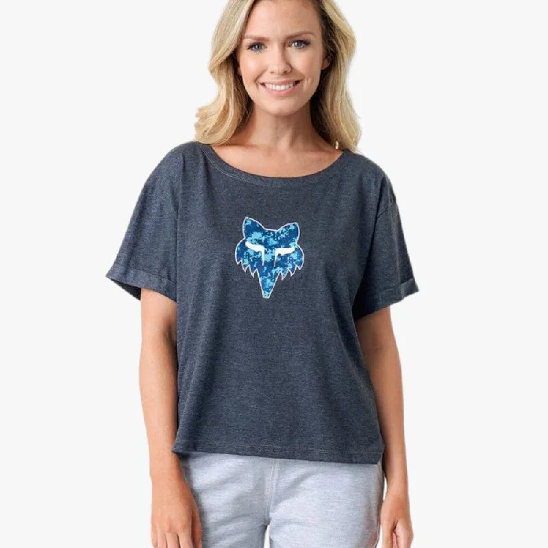 Fox Womens Tie Dye Short Sleeve Tee Black Mel Mesh Blend Leather Blend Suede Blend
