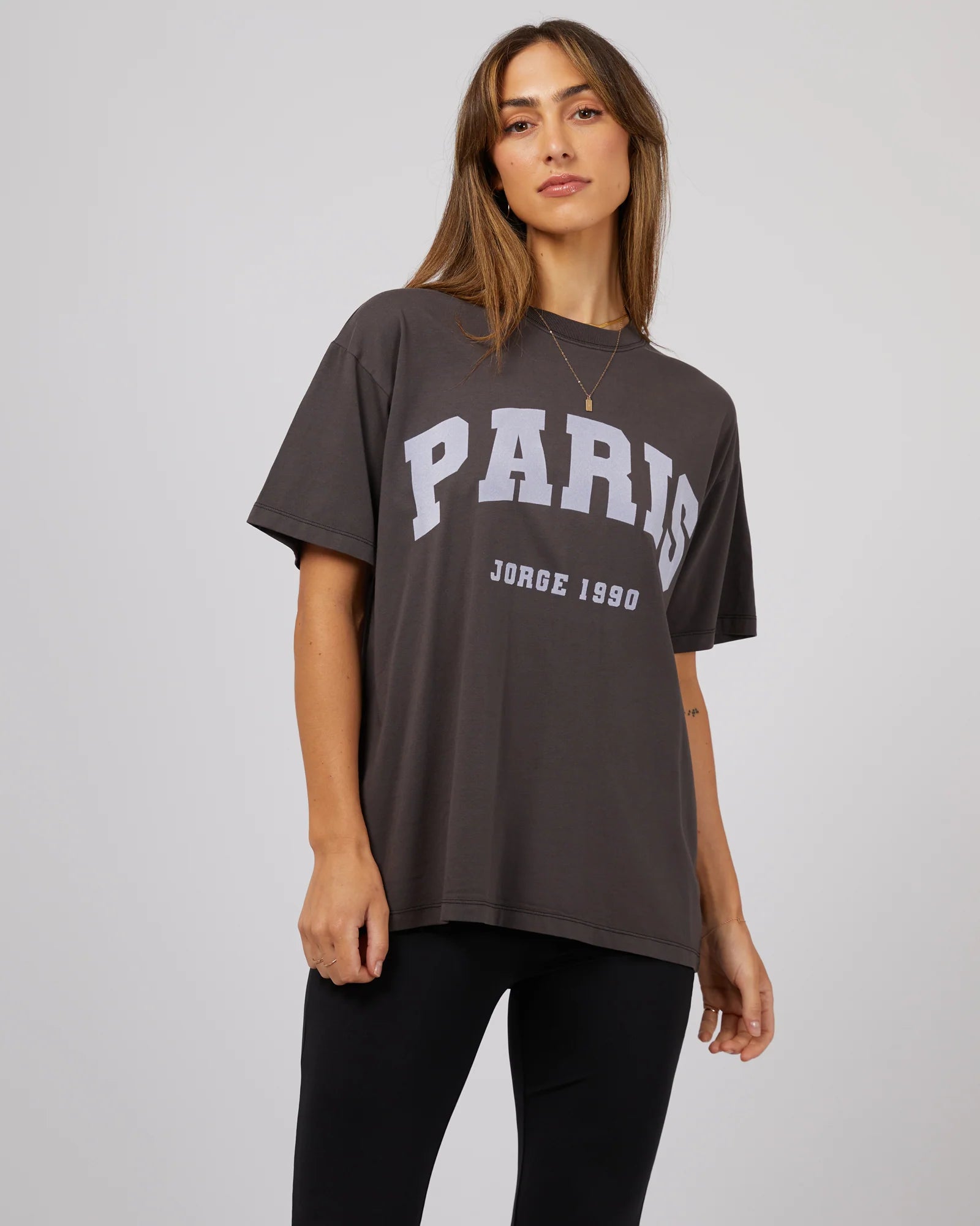 Paris Tee Washed Blk Spandex Blend Rayon Blend Denim Blend