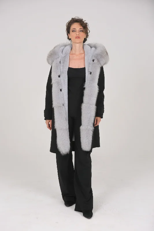 Parka in cotone tecnico impermeabile X-long grey Adjustable Waist Parka Coat