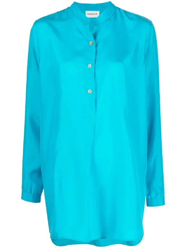 Parosh Shirts Clear Blue Mesh Blend Leather Blend Suede Blend