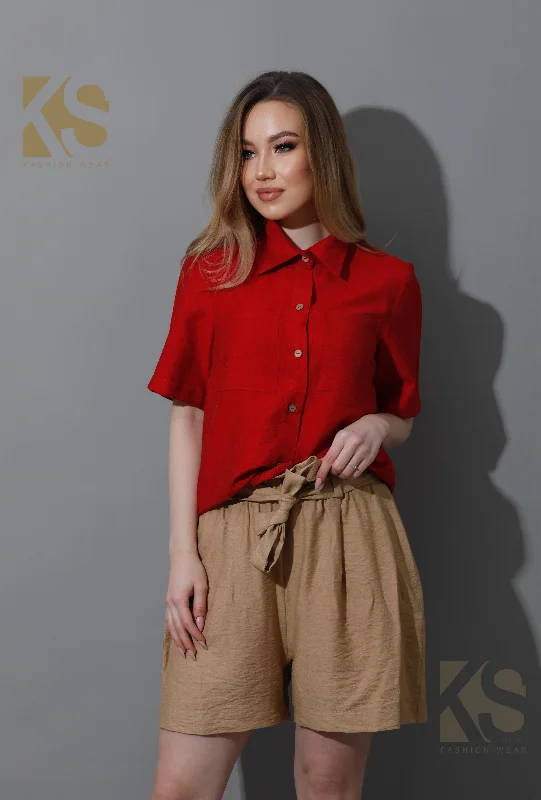 Shirt With Half Sleeves Mesh Fabric Canvas Fabric Denim Fabric