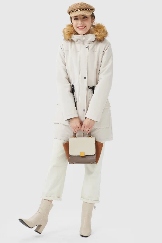 Thickened Fleece Lined Parka Stylish Buttoned Parka Coat