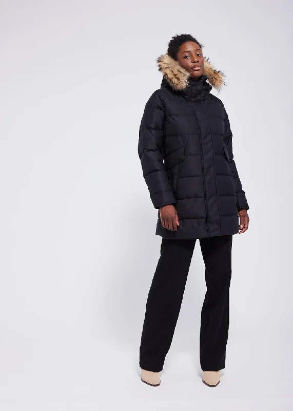 Parka matelassée Grenoble Black Double-Breasted Hooded Parka
