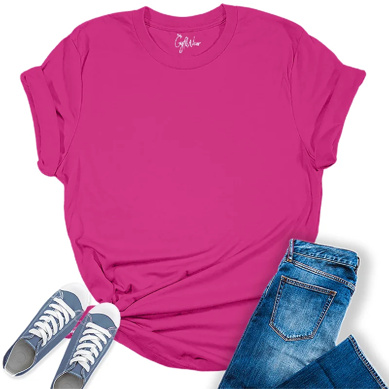 Womens Berry T Shirts Premium Casual Short Sleeve Shirts Oversized Tops Front Pockets Side Pockets Patch Pockets