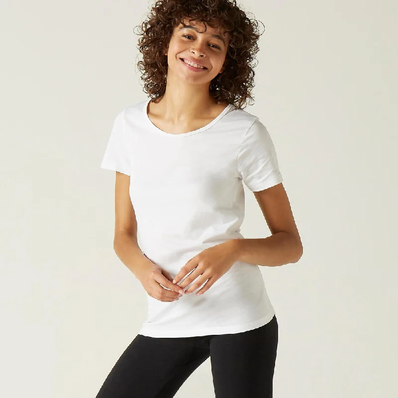Women's Fitness T-Shirt 100 Hooded Caped Shawl Collar