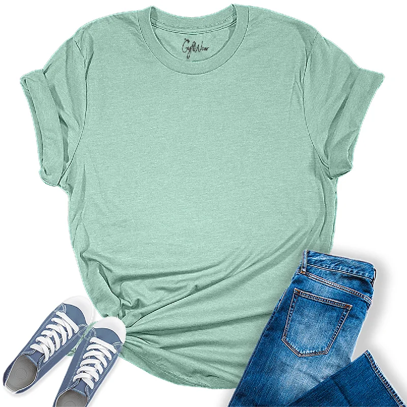 Womens Heather Prism Dusty Blue T Shirts Premium Casual Short Sleeve Shirts Oversized Tops Fashionable Trendy Casual