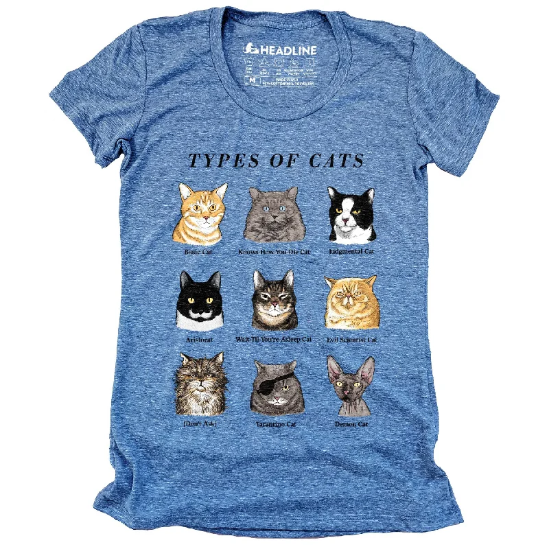 Women's Types of Cats T-Shirt Sequined Glittery Shiny