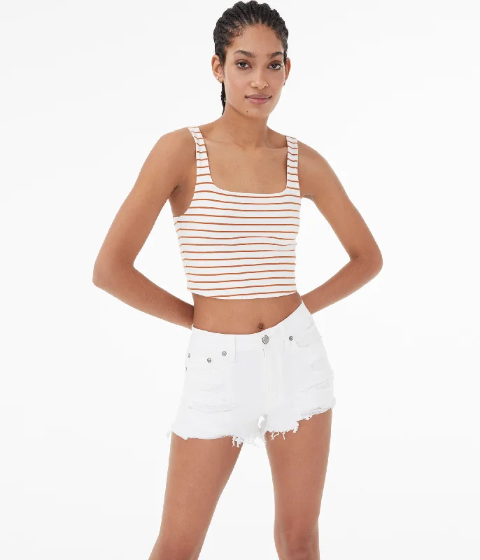 Aeropostale Striped Square-Neck Cropped Tank*** bronze tank top