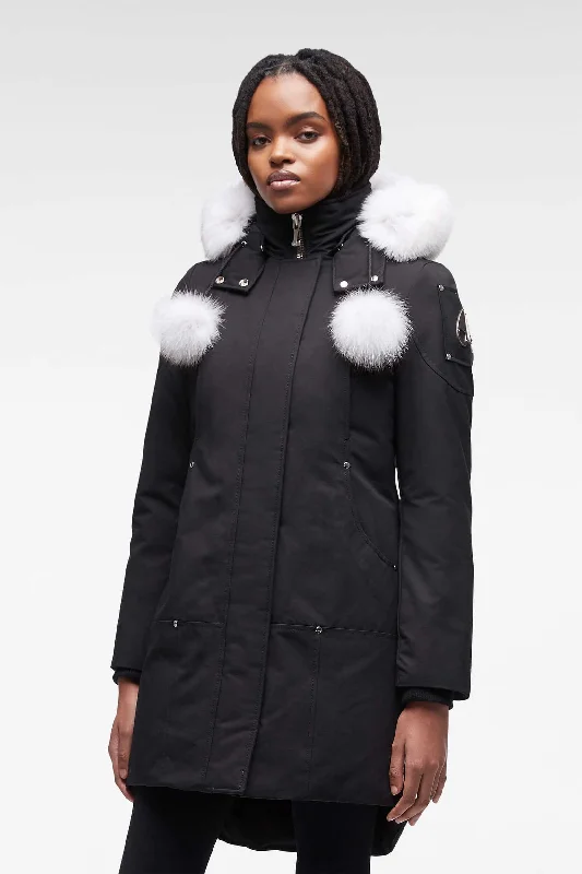 Moose Knuckles - Stirling Parka LDS- Black/Natural Fox Fur Quilted Fitted Parka Coat