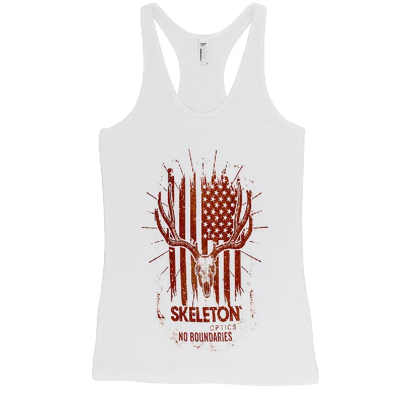 Women's Tank Top Brown Flag & Antlers strappy tank top