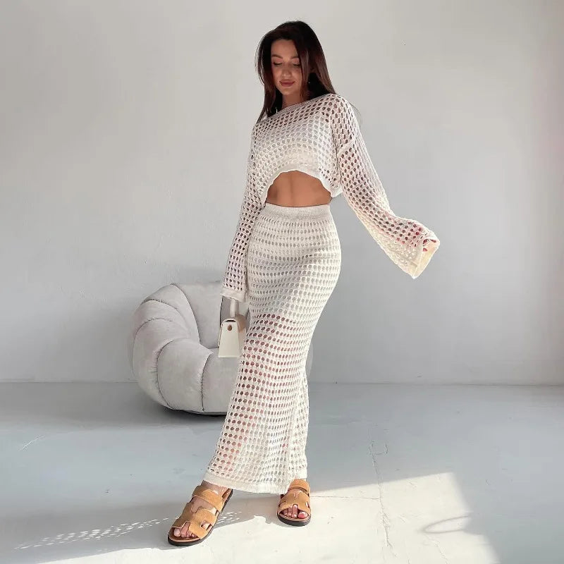 DressBetty - Summer Thin Knit Mesh Hollow-out Skirt Tunics Review highly